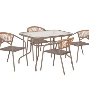 ΣΕΤ ΤΡΑΠΕΖΑΡΙΑΣ 5ΤΜΧ ADAM HM10727.04 ΚΑΡΕΚΛΕΣ ΜΕΤΑΛΛΙΚΕΣ & ΤΡΑΠΕΖΙ 110x60εκ ΣΑΜΠΑΝΙ