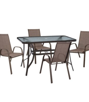 ΣΕΤ ΤΡΑΠΕΖΑΡΙΑΣ 5ΤΜΧ BRAVO HM10900.12--ΤΡΑΠΕΖΙ & 4 ΚΑΡΕΚΛΕΣ 120x70εκ -ΚΑΦΕ