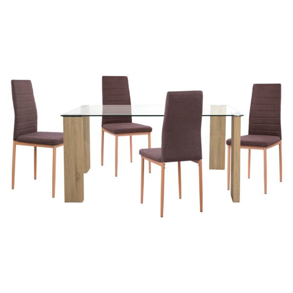 ΣΕΤ ΤΡΑΠΕΖΑΡΙΑΣ 5ΤΜΧ LADY HM11595 ΓΥΑΛΙ--ΜΕΤΑΛΛΟ--MDF ΣΕ SONAMA & ΚΑΦΕ ΥΦΑΣΜΑ - Image 4
