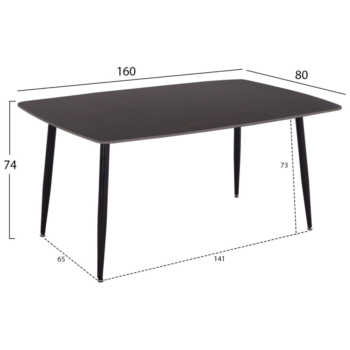 ΣΕΤ ΤΡΑΠΕΖΑΡΙΑΣ 5ΤΜΧ RAVEN HM21069.02 ΚΕΡΑΜΙΚΟ TOP ΜΑΥΡΟ ΜΑΡΜΑΡΟ & 4 ΚΑΡΕΚΛΕΣ - Image 2