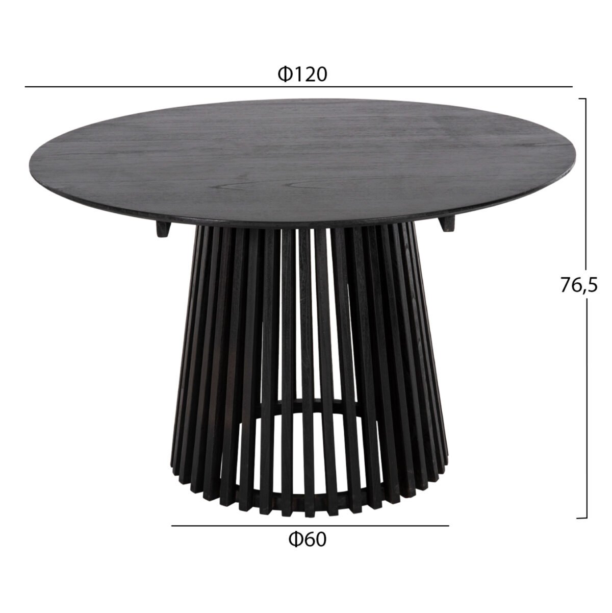 ΣΕΤ ΤΡΑΠΕΖΑΡΙΑΣ 5ΤΜΧ OSLO HM21075.01 ΣΤΡΟΓΓΥΛΟ ΤΡΑΠΕΖΙ Φ120εκ. & 4 ΚΑΡΕΚΛΕΣ-ΜΑΥΡΟ - Image 2