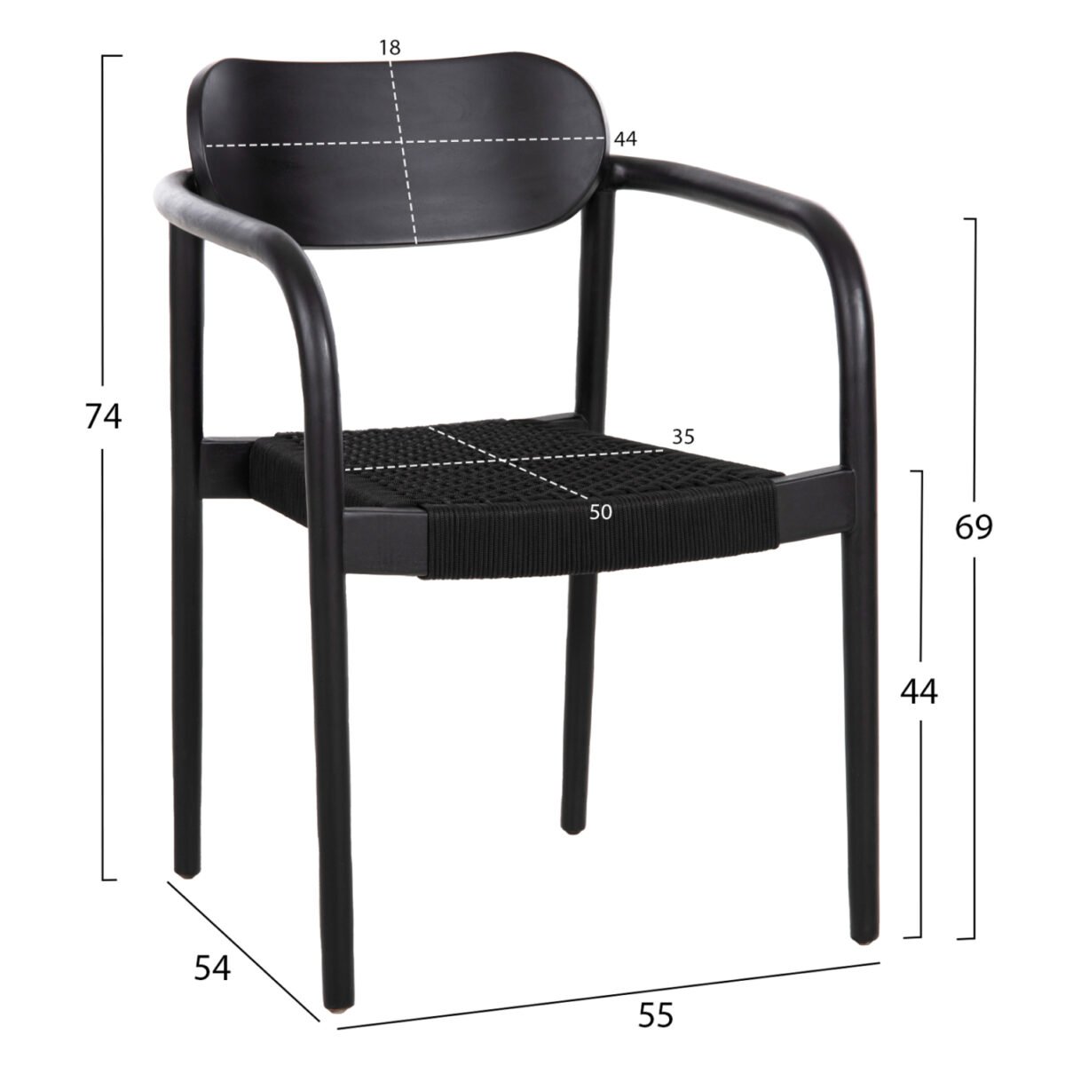 ΣΕΤ ΤΡΑΠΕΖΑΡΙΑΣ 5ΤΜΧ OSLO HM21075.01 ΣΤΡΟΓΓΥΛΟ ΤΡΑΠΕΖΙ Φ120εκ. & 4 ΚΑΡΕΚΛΕΣ-ΜΑΥΡΟ - Image 3