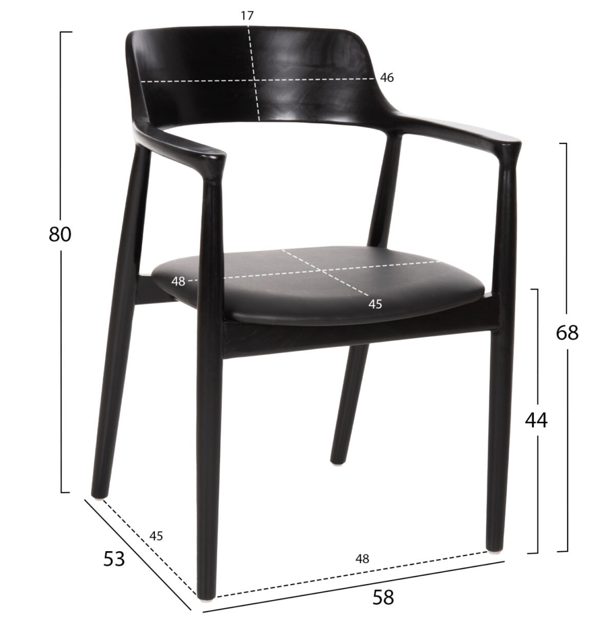 ΣΕΤ ΤΡΑΠΕΖΑΡΙΑΣ 5ΤΜΧ KINGSLEY HM21075.02 ΣΤΡΟΓΓΥΛΟ ΤΡΑΠΕΖΙ Φ120εκ.& 4 ΚΑΡΕΚΛΕΣ-ΜΑΥΡΟ - Image 3
