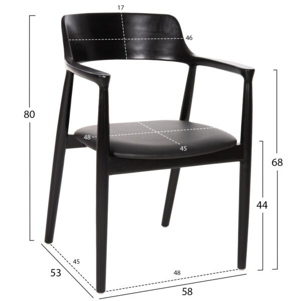 ΣΕΤ ΤΡΑΠΕΖΑΡΙΑΣ 5ΤΜΧ KINGSLEY HM21075.02 ΣΤΡΟΓΓΥΛΟ ΤΡΑΠΕΖΙ Φ120εκ.& 4 ΚΑΡΕΚΛΕΣ-ΜΑΥΡΟ - Image 3