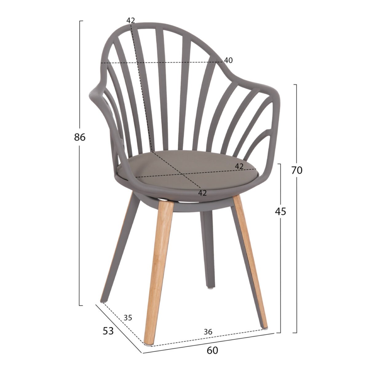 ΣΕΤ ΤΡΑΠΕΖΑΡΙΑΣ 5ΤΜΧ ANAIS HM21176 MDF TOP ΣΕ ΓΚΡΙ--P.P. & PU ΣΕ ΓΚΡΙ - Image 3
