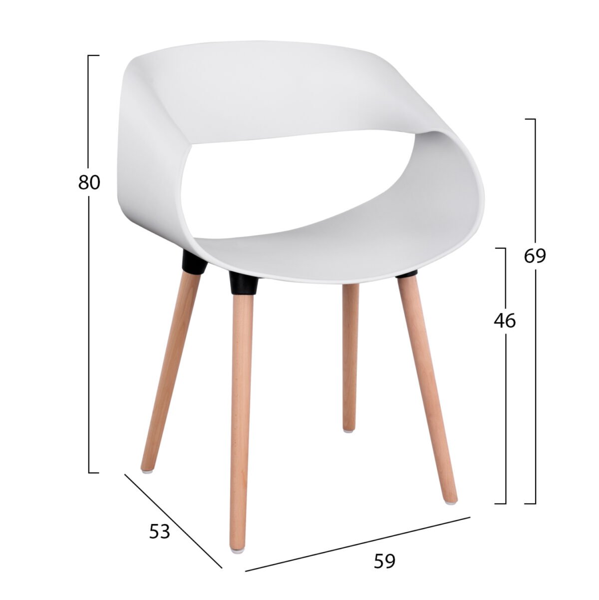 ΣΕΤ ΤΡΑΠΕΖΑΡΙΑΣ 5ΤΜΧ MAGGIE HM21186 MDF TOP & ΠΟΛΥΠΡΟΠΥΛΕΝΙΟ ΣΕ ΛΕΥΚΟ ΧΡΩΜΑ - Image 3