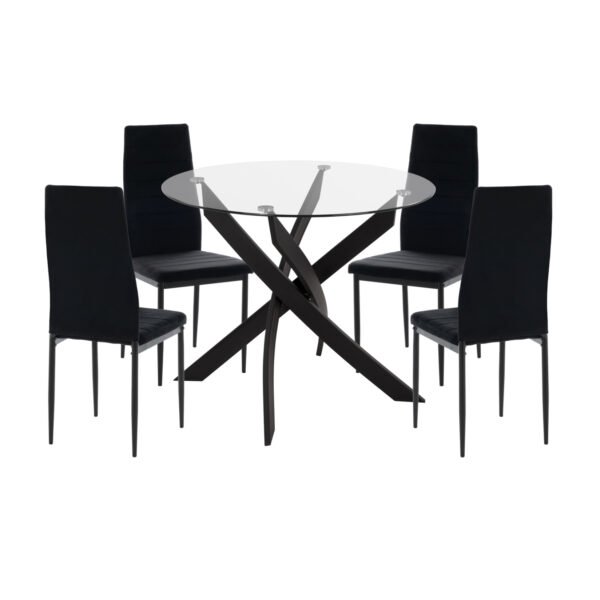 ΣΕΤ ΤΡΑΠΕΖΑΡΙΑΣ 5ΤΜΧ LADY HM21199.04 ΓΥΑΛΙ--ΜΕΤΑΛΛΟ & ΒΕΛΟΥΔΟ ΣΕ ΜΑΥΡΟ