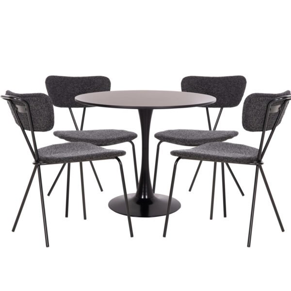 ΣΕΤ ΤΡΑΠΕΖΑΡΙΑΣ 5ΤΜΧ BROLIN HM21200 MDF TOP & ΜΕΤΑΛΛΟ ΜΑΥΡΟ-ΣΚΟΥΡΟ ΓΚΡΙ ΥΦΑΣΜΑ