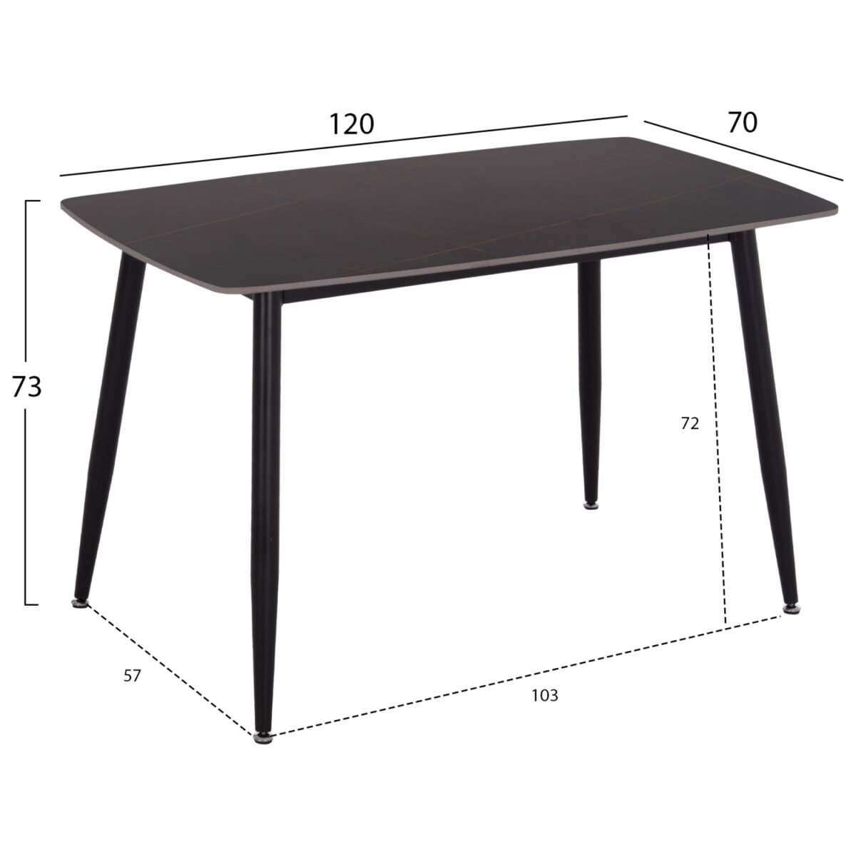 ΣΕΤ ΤΡΑΠΕΖΑΡΙΑΣ 5ΤΜΧ RAVEN HM21264.02 ΚΕΡΑΜΙΚΟ TOP ΜΑΥΡΟ ΜΑΡΜΑΡΟ--ΒΕΛΟΥΔΟ ΣΑΠΙΟ ΜΗΛΟ - Image 2