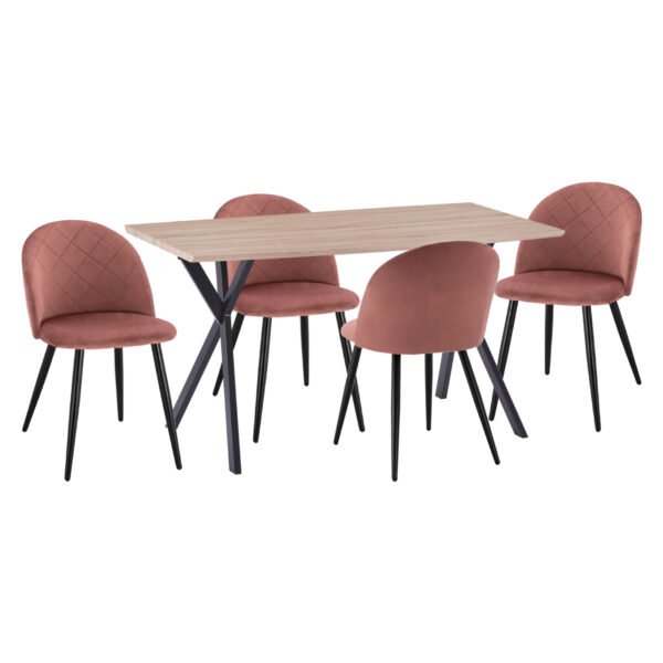 ΣΕΤ ΤΡΑΠΕΖΑΡΙΑΣ 5ΤΜΧ ALARICK HM21277 MDF TOP-ΒΕΛΟΥΔΟ ΣΑΠΙΟ ΜΗΛΟ & ΜΕΤΑΛΛΟ ΜΑΥΡΟ