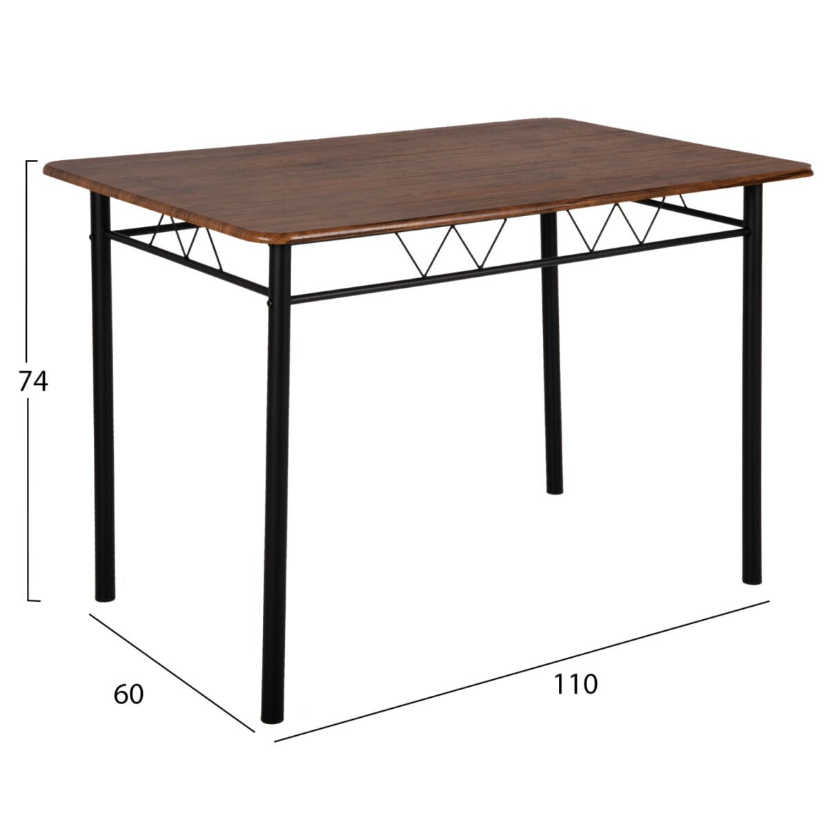 ΣΕΤ ΤΡΑΠΕΖΑΡΙΑΣ 5ΤΜΧ PEARY HM9416.11 ΜΕΤΑΛΛΟ ΜΑΥΡΟ-MDF ΚΑΡΥΔΙ 110x60x74Yεκ. - Image 3