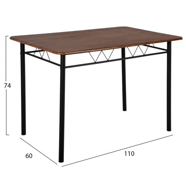 ΣΕΤ ΤΡΑΠΕΖΑΡΙΑΣ 5ΤΜΧ PEARY HM9416.11 ΜΕΤΑΛΛΟ ΜΑΥΡΟ-MDF ΚΑΡΥΔΙ 110x60x74Yεκ. - Image 3