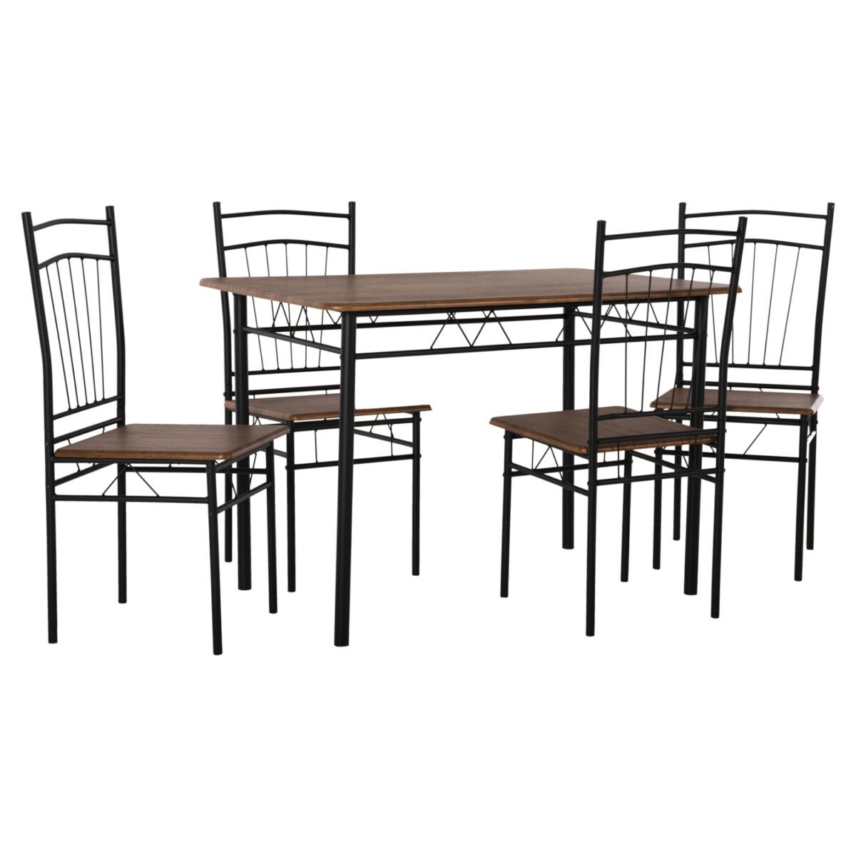 ΣΕΤ ΤΡΑΠΕΖΑΡΙΑΣ 5ΤΜΧ PEARY HM9416.11 ΜΕΤΑΛΛΟ ΜΑΥΡΟ-MDF ΚΑΡΥΔΙ 110x60x74Yεκ. - Image 4