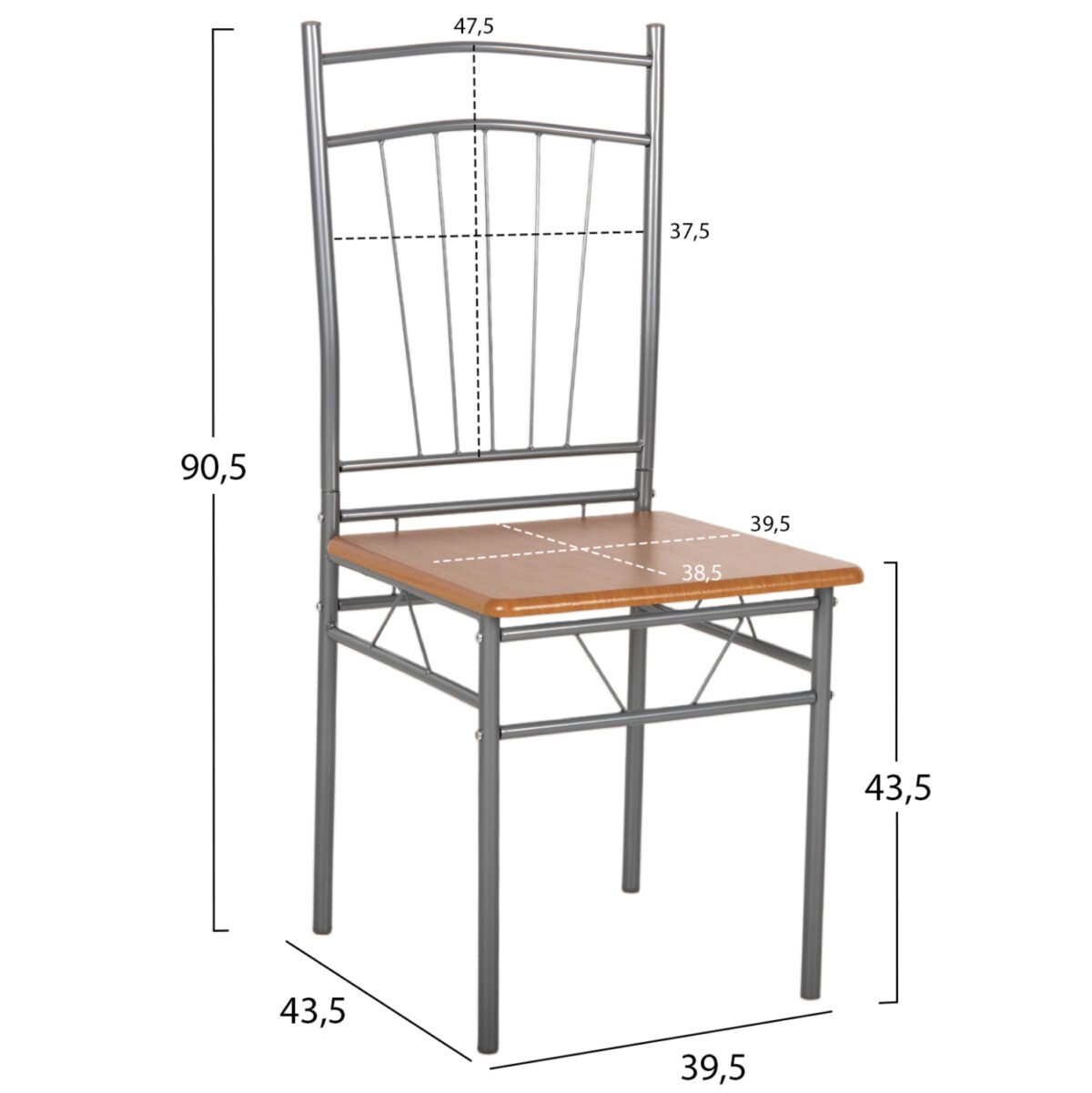 ΣΕΤ ΤΡΑΠΕΖΑΡΙΑΣ 5ΤΜΧ PEARY HM9416.12 ΜΕΤΑΛΛΟ ΑΣΗΜΙ-MDF ΣΟΝΑΜΑ 110x60x74Yεκ. - Image 2