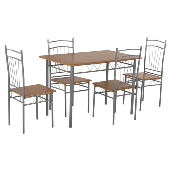 ΣΕΤ ΤΡΑΠΕΖΑΡΙΑΣ 5ΤΜΧ PEARY HM9416.12 ΜΕΤΑΛΛΟ ΑΣΗΜΙ-MDF ΣΟΝΑΜΑ 110x60x74Yεκ. - Image 4