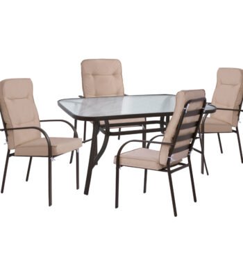 ΣΕΤ ΤΡΑΠΕΖΑΡΙΑΣ 5TMX ΤΡΑΠΕΖΙ 140Χ80Χ72Υεκ.ΚΑΙ 4 ΠΟΛΥΘΡΟΝΕΣ ΜΕΤΑΛΛΟ ΚΑΦΕ HM10562.02