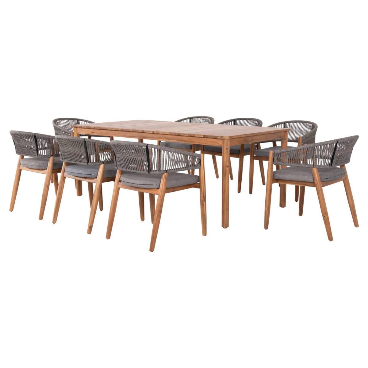 ΣΕΤ ΤΡΑΠΕΖΑΡΙΑΣ 9ΤΜΧ NAVANT HM21066.01 ΤΡΑΠΕΖΙ ΜΕ 8 ΚΑΡΕΚΛΕΣ ΞΥΛΟ ΑΚΑΚΙΑΣ-ΣΧΟΙΝΙ ΓΚΡΙ - Image 5