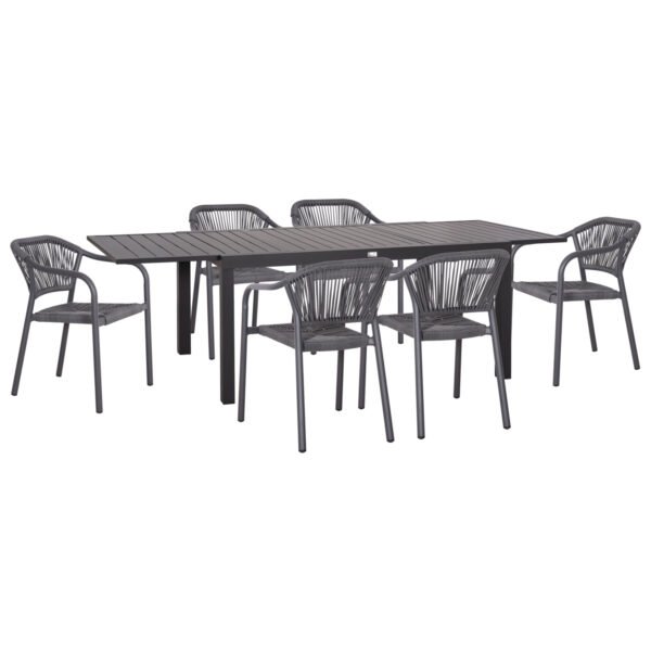 ΣΕΤ ΤΡΑΠΕΖΑΡΙΑΣ ΕΞ.ΧΩΡΟΥ 7ΤΜΧ KRUM HM21153 ΣΚΟΥΡΟ ΓΚΡΙ ΑΛΟΥΜΙΝΙΟ-P.E.TWISTED RATTAN