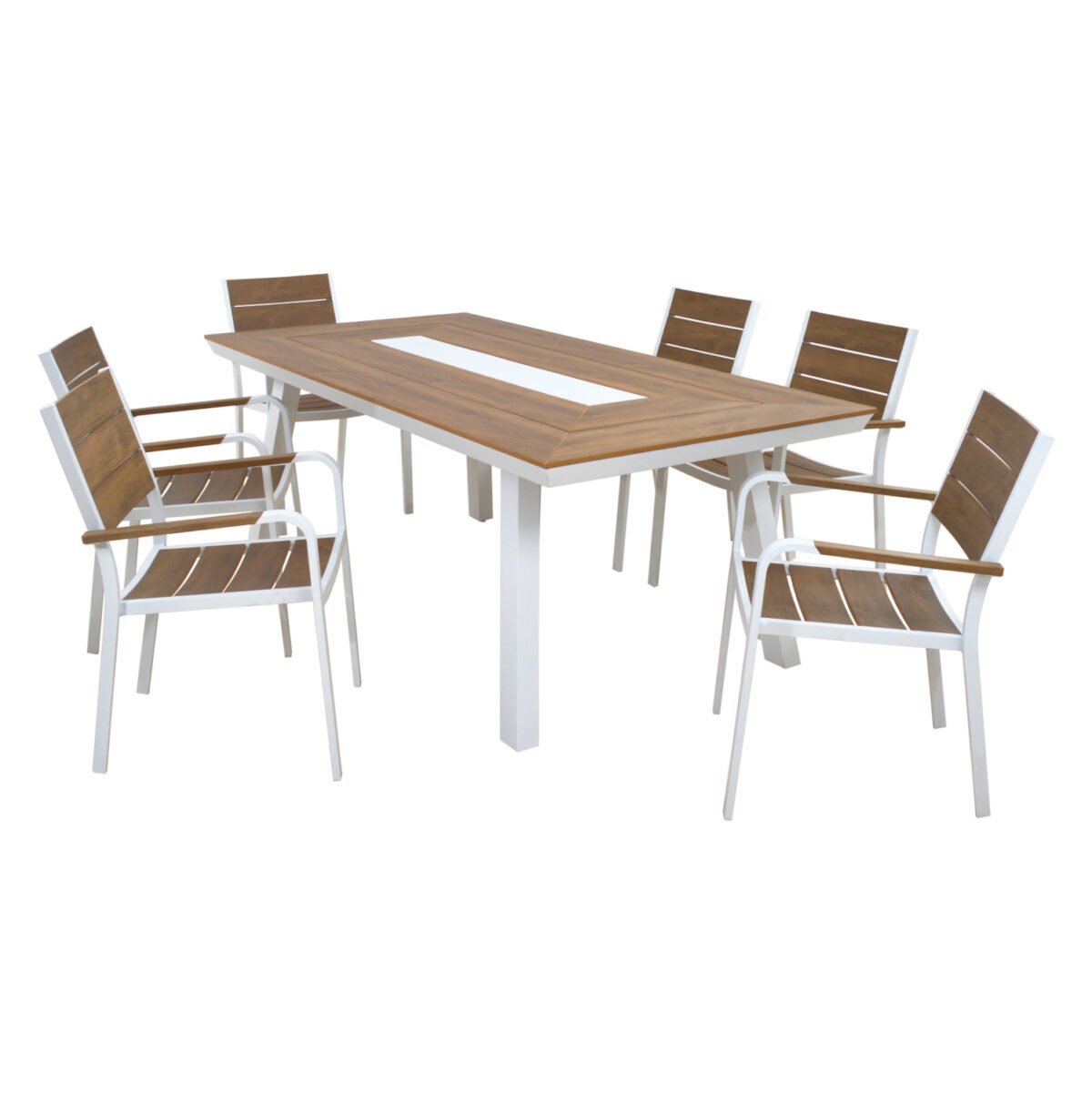 ΣΕΤ ΤΡΑΠΕΖΑΡΙΑΣ TABER HM10738.01 ΤΡΑΠΕΖΙ & 6 ΠΟΛΥΘΡΟΝΕΣ-ΑΛΟΥΜΙΝΙΟ & POLYWOOD-ΛΕΥΚΟ - Image 2