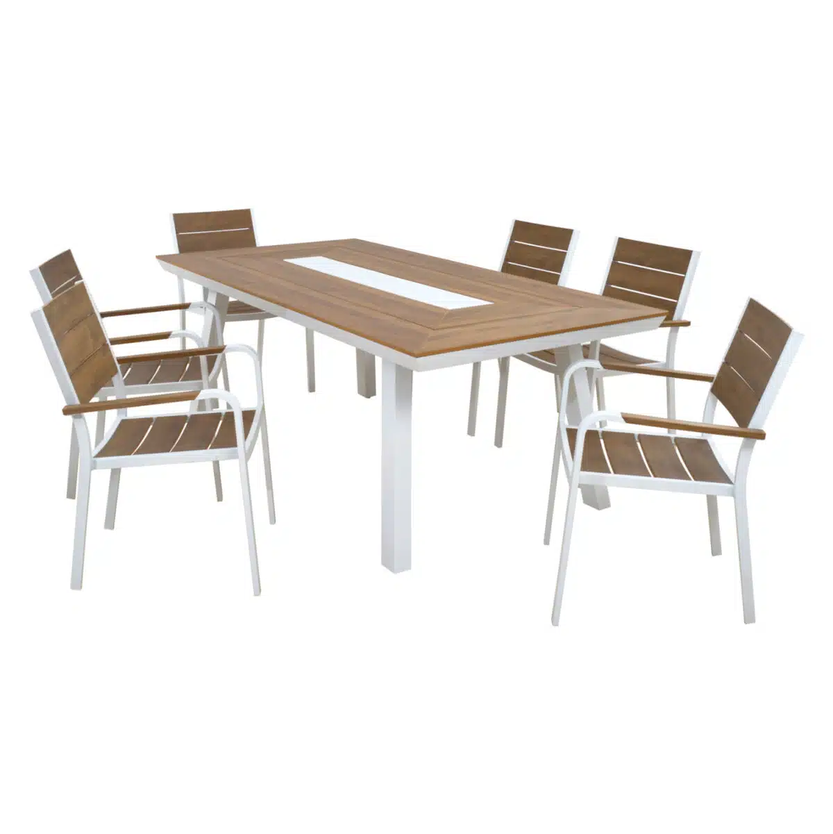 ΣΕΤ ΤΡΑΠΕΖΑΡΙΑΣ TABER HM10738.01 ΤΡΑΠΕΖΙ & 6 ΠΟΛΥΘΡΟΝΕΣ-ΑΛΟΥΜΙΝΙΟ & POLYWOOD-ΛΕΥΚΟ - Image 2