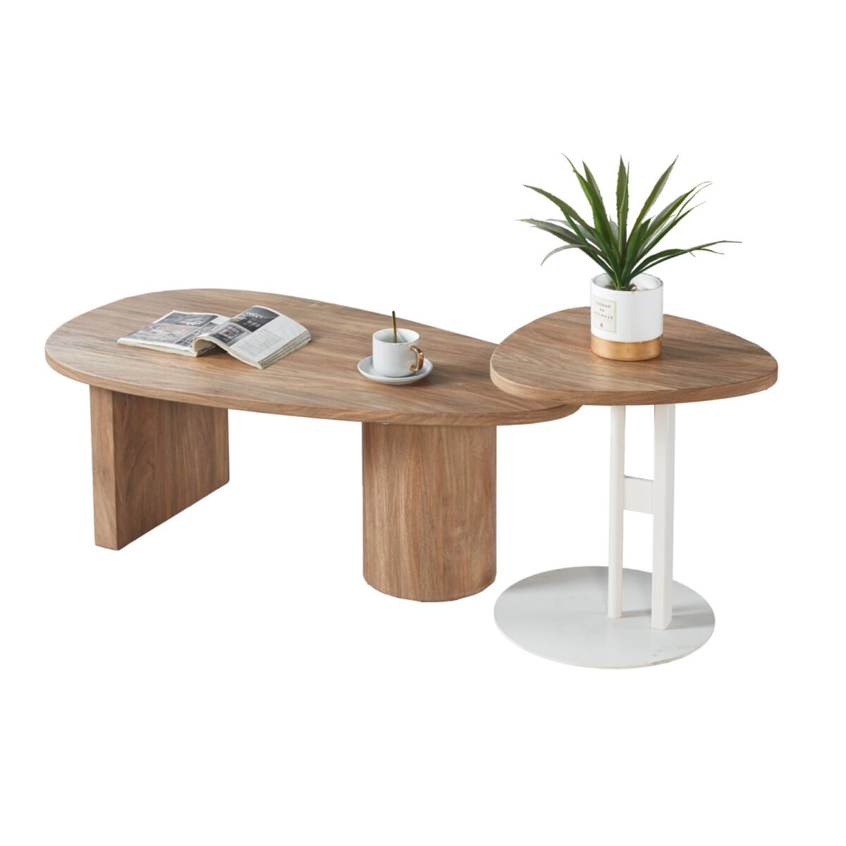ΣΕΤ ΤΡΑΠΕΖΙ ΣΑΛΟΝΙΟΥ ΜΕ ΒΟΗΘΗΤΙΚΟ ALPER HM21262 MDF SONAMA-ΜΕΤΑΛΛΟ ΛΕΥΚΟ - Image 2