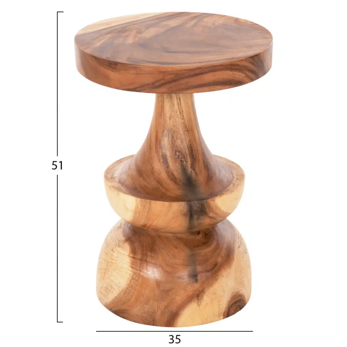 Berman Βοηθητικό Τραπέζι Μασίφ Ξύλο Suar Φυσικό Φ35x51cm - Image 2