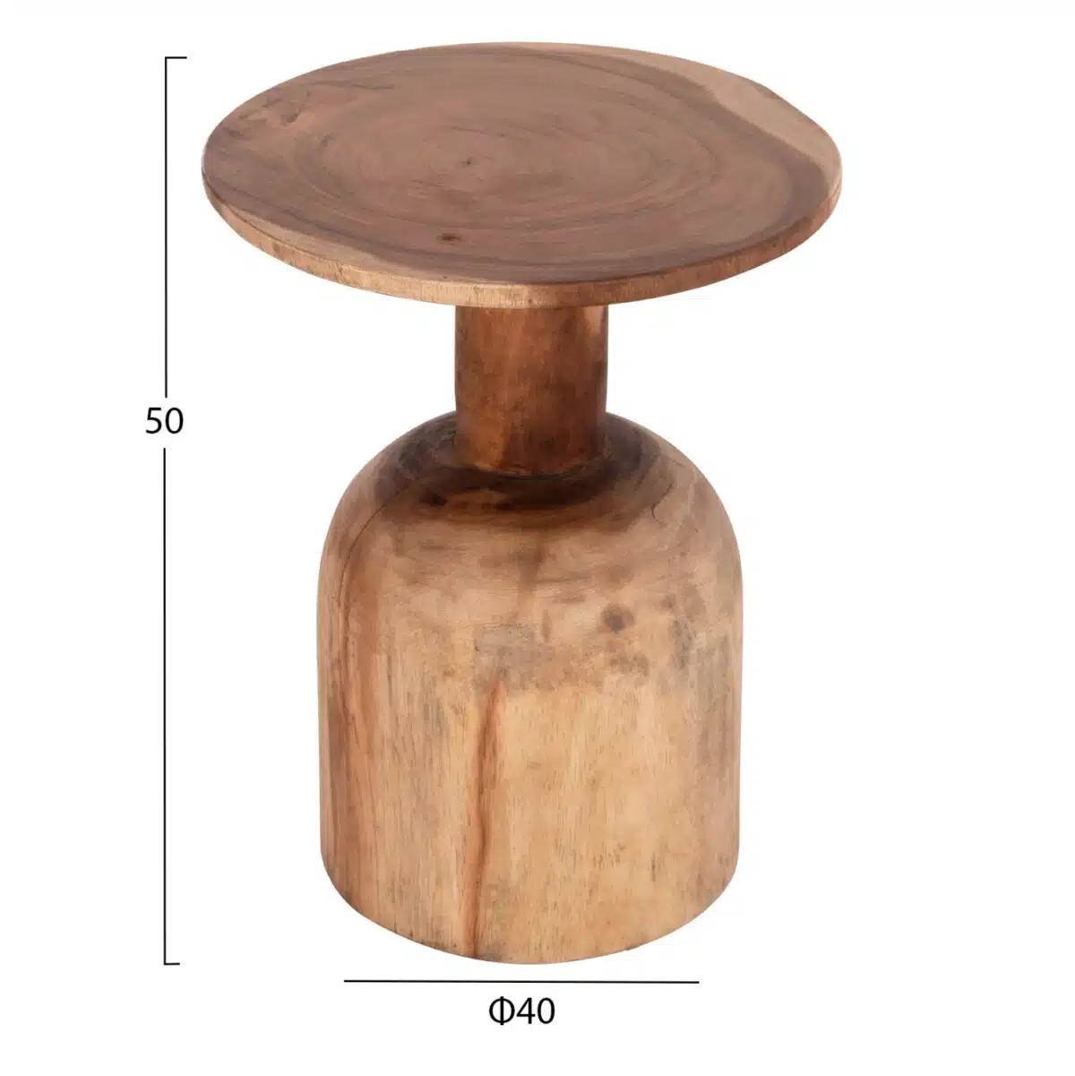 Pumbe Βοηθητικό Τραπεζάκι Ξύλο Suar Φυσικό Φ40x50cm - Image 2