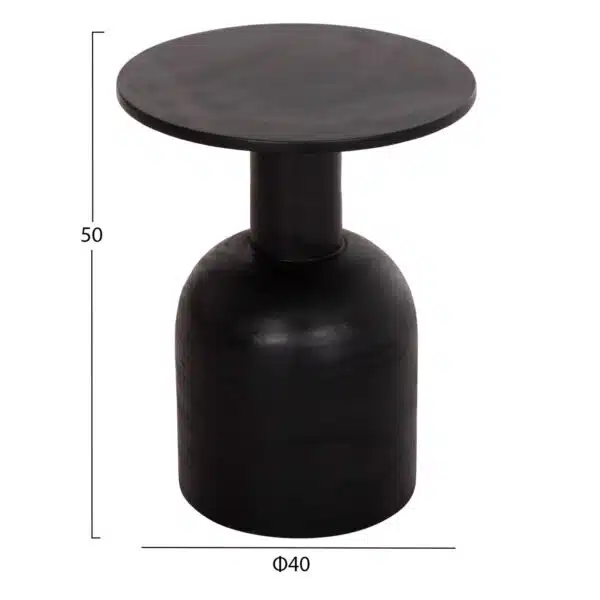 Pumbe Βοηθητικό Τραπεζάκι Ξύλο Suar Μαύρο Φ40x50cm - Image 2