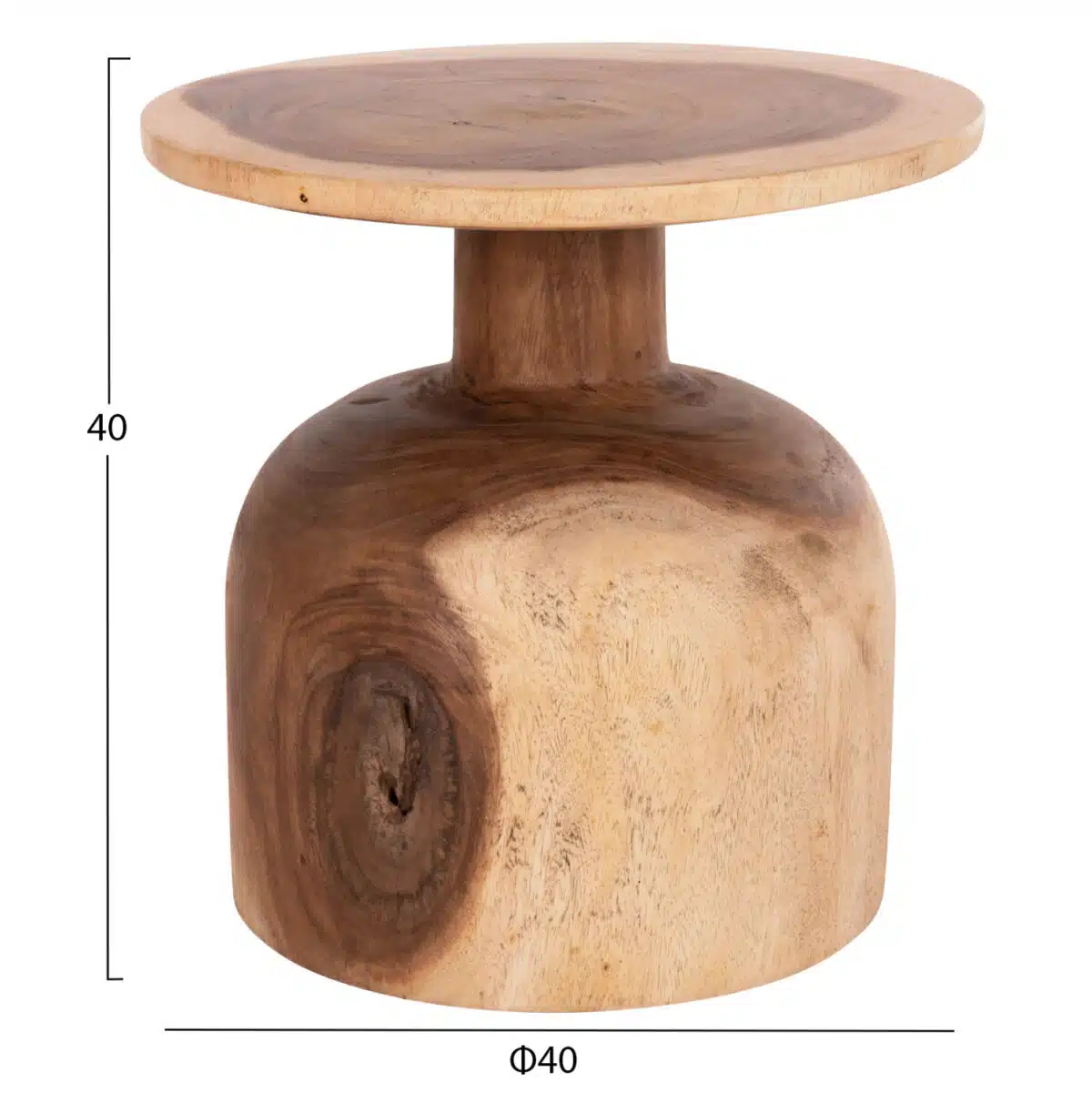 Pumbe S Βοηθητικό Τραπεζάκι Ξύλο Suar Φυσικό Φ40x40cm - Image 2