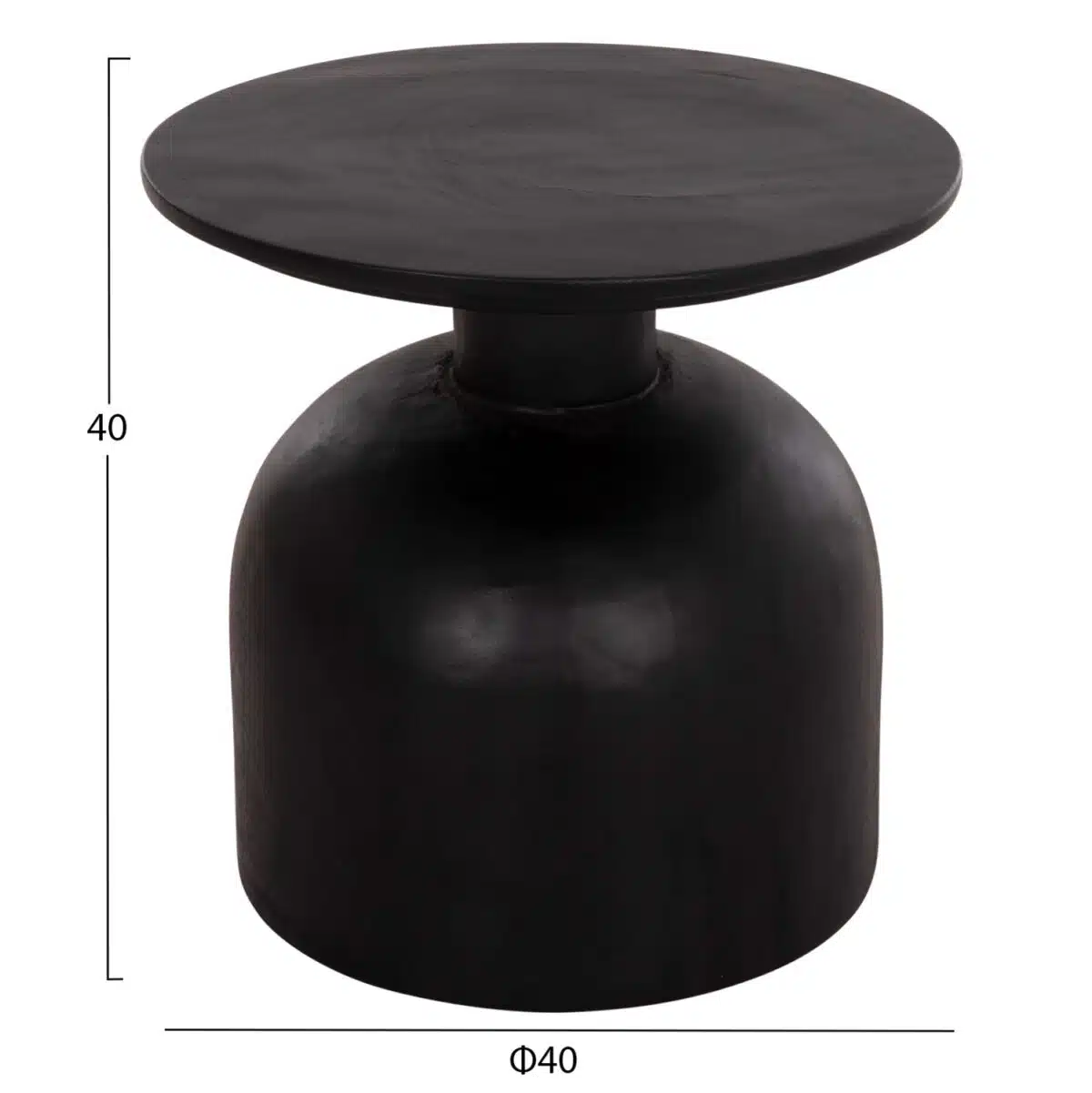 Pumbe S Βοηθητικό Τραπεζάκι Ξύλο Suar Μαύρο Φ40x40cm - Image 2