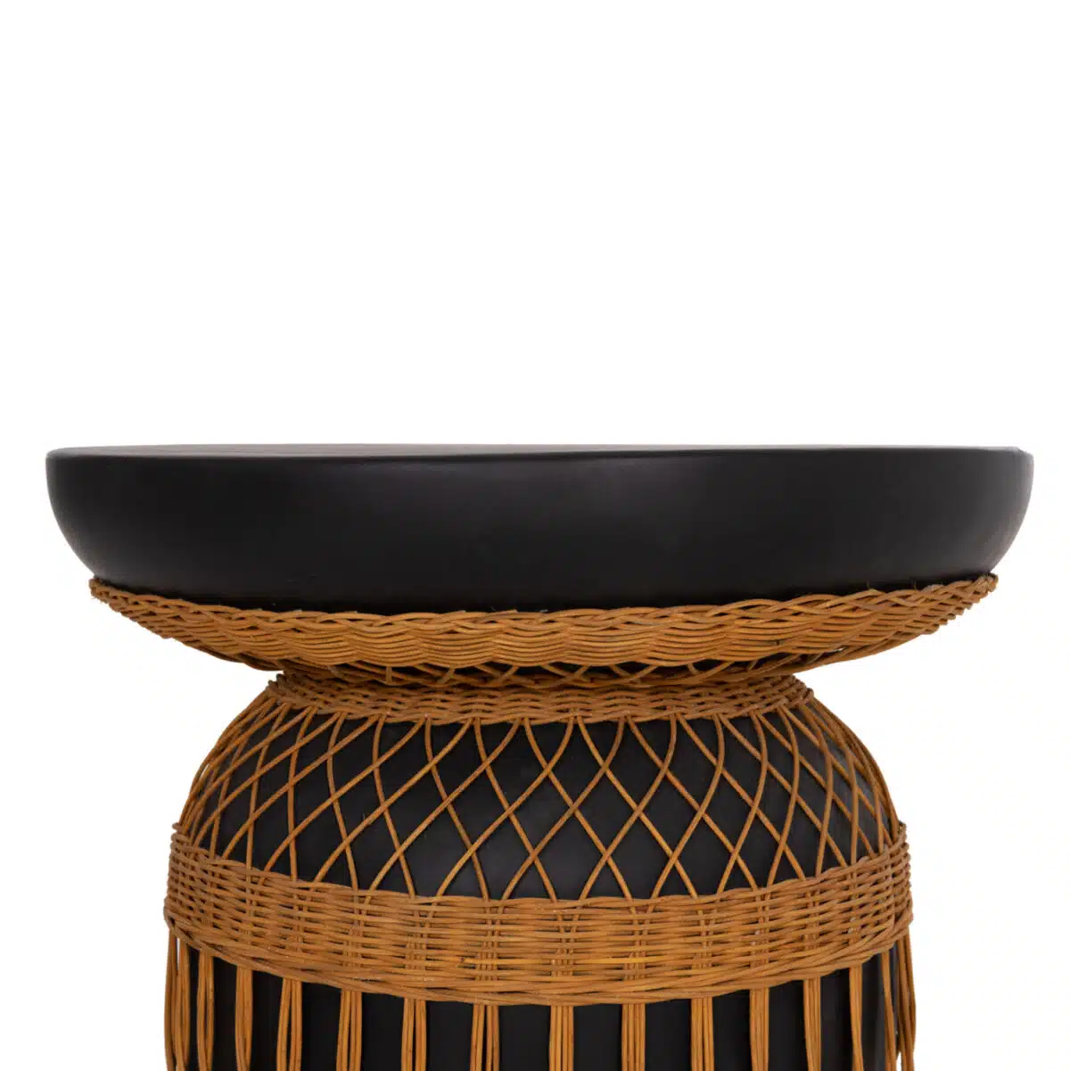 Prilep Βοηθητικό Τραπέζι Fiber Cement Μαύρο & Φυσικό Rattan Φ60x76.5cm - Image 4