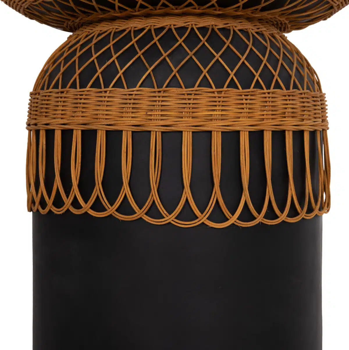 Prilep Βοηθητικό Τραπέζι Fiber Cement Μαύρο & Φυσικό Rattan Φ60x76.5cm - Image 5