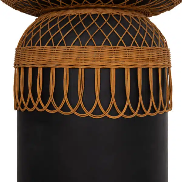 Prilep Βοηθητικό Τραπέζι Fiber Cement Μαύρο & Φυσικό Rattan Φ60x76.5cm - Image 5
