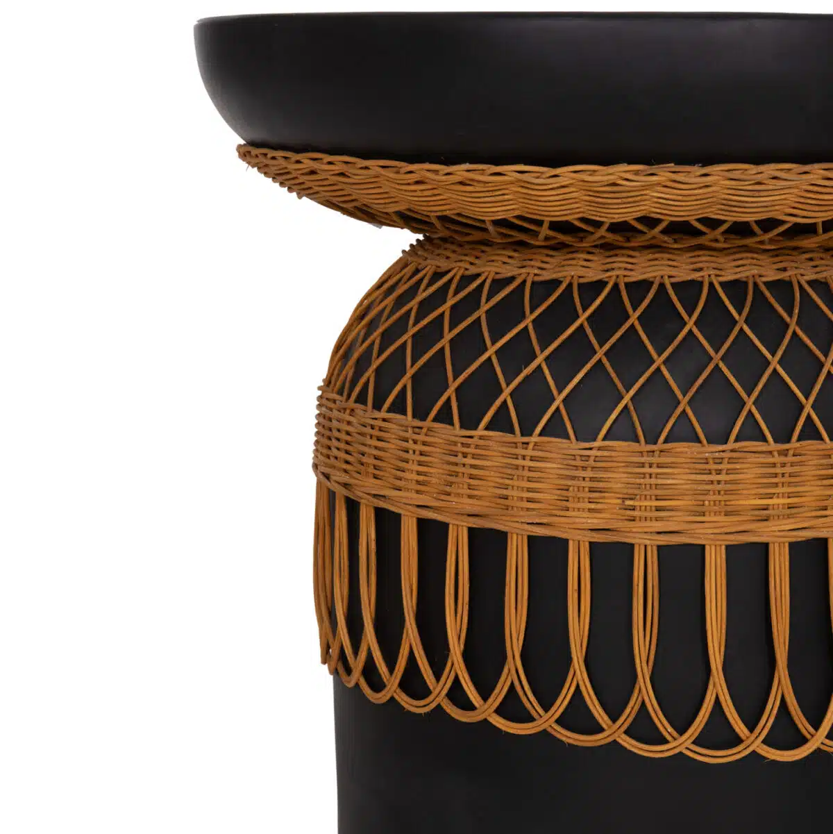 Prilep Βοηθητικό Τραπέζι Fiber Cement Μαύρο & Φυσικό Rattan Φ60x76.5cm - Image 8