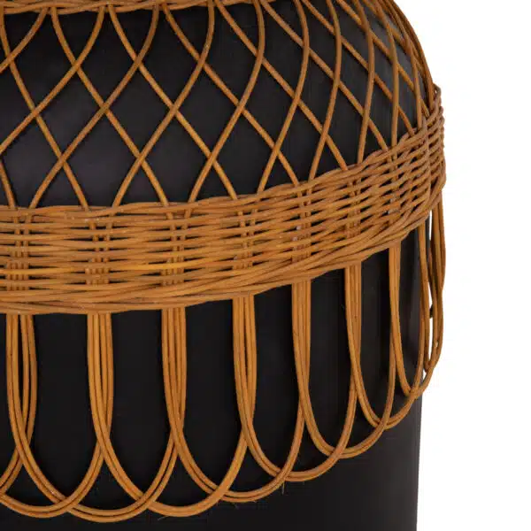 Prilep Βοηθητικό Τραπέζι Fiber Cement Μαύρο & Φυσικό Rattan Φ60x76.5cm - Image 9