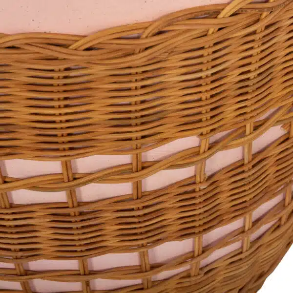 Vilhena Βοηθητικό Τραπέζι Fiber Cement Ροζ & Φυσικό Rattan Φ44.5x45cm - Image 10
