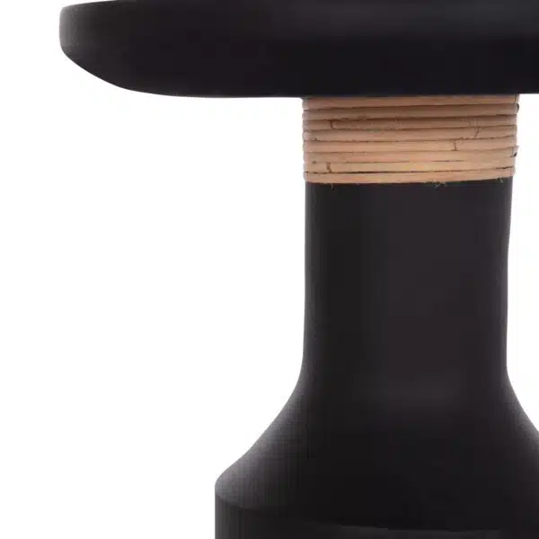 Tred Βοηθητικό Τραπέζι Fiber Cement Μαύρο & Φυσικό Rattan Φ40x61cm - Image 4
