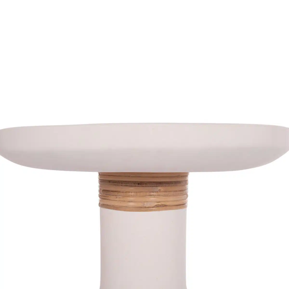 Tred Βοηθητικό Τραπέζι Fiber Cement Λευκό & Φυσικό Rattan Φ40x61cm - Image 5