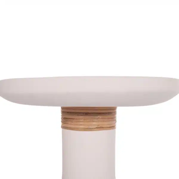 Tred Βοηθητικό Τραπέζι Fiber Cement Λευκό & Φυσικό Rattan Φ40x61cm - Image 5