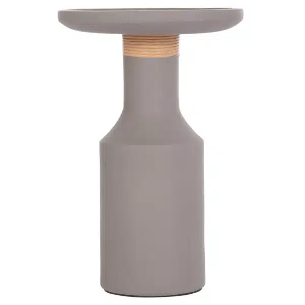Tred Βοηθητικό Τραπέζι Fiber Cement Γκρι & Φυσικό Rattan Φ40x61cm - Image 3