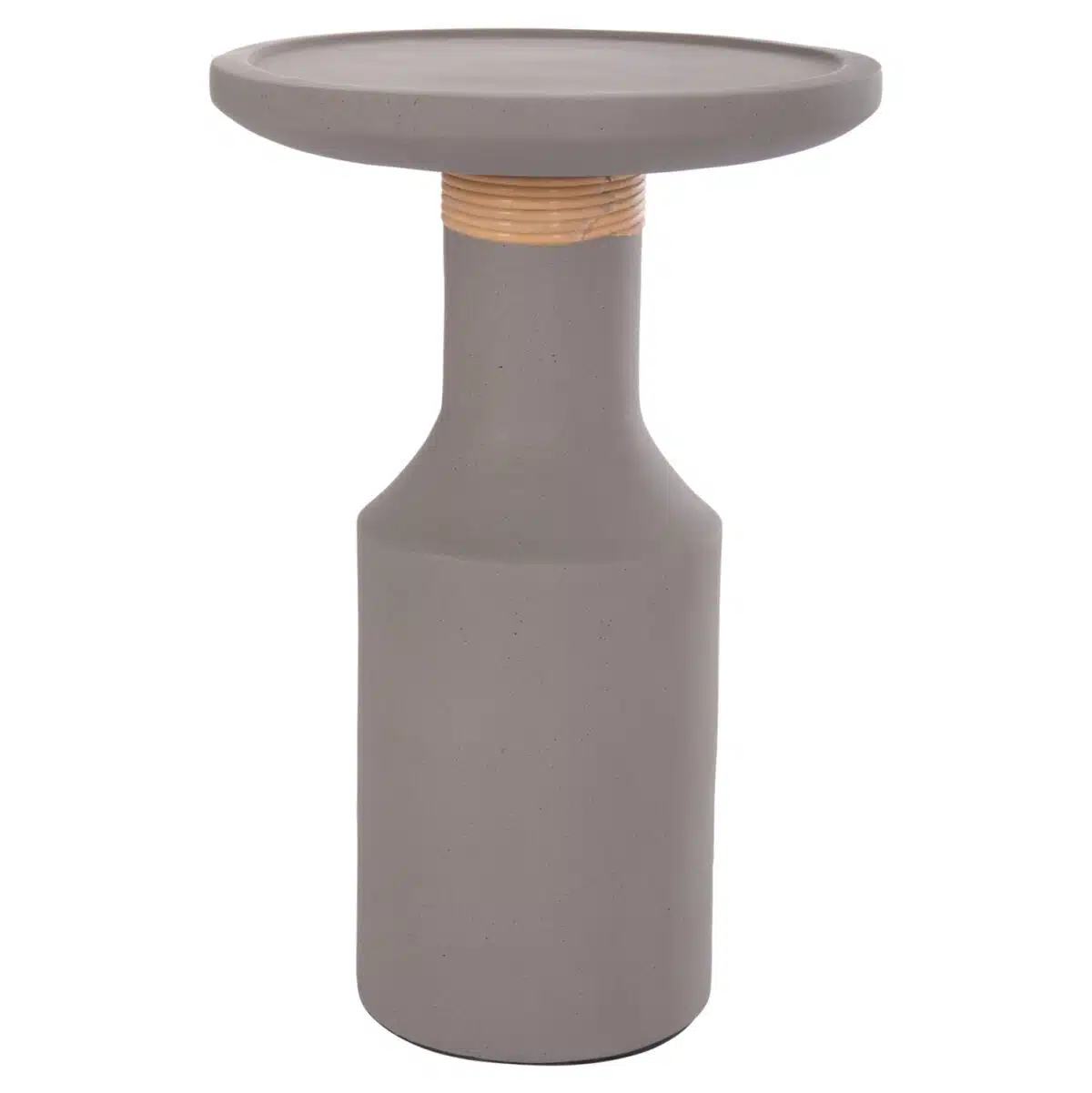 Tred Βοηθητικό Τραπέζι Fiber Cement Γκρι & Φυσικό Rattan Φ40x61cm - Image 8