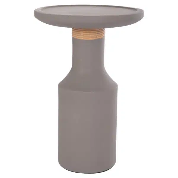 Tred Βοηθητικό Τραπέζι Fiber Cement Γκρι & Φυσικό Rattan Φ40x61cm - Image 8