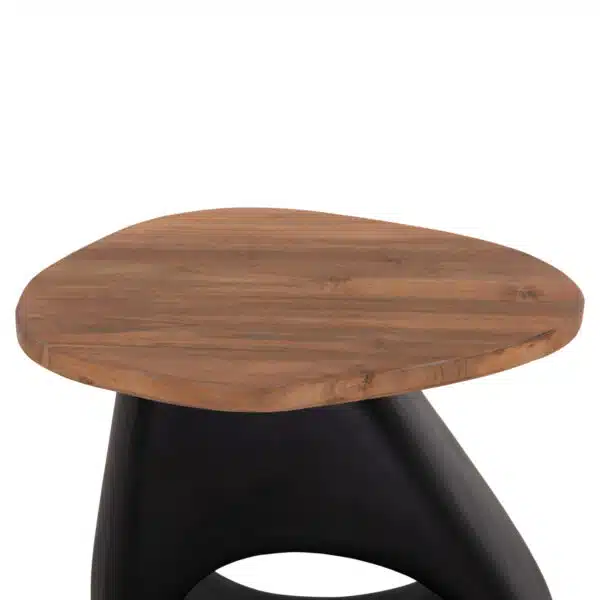 Aida Βοηθητικό Τραπέζι Fiber Cement Μαύρο & Ξύλο Teak 47x60x59cm - Image 4
