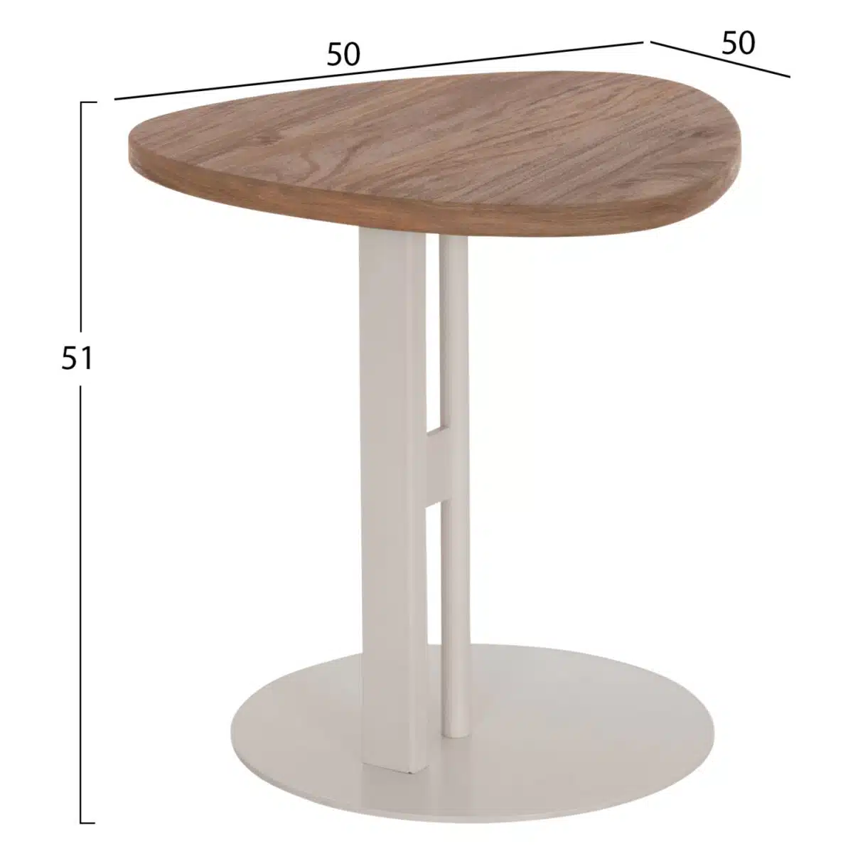Alper Οβάλ Βοηθητικό Τραπέζι MDF Sonoma & Λευκό Μέταλλο 50x50x51cm - Image 2