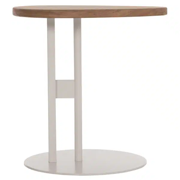 Alper Οβάλ Βοηθητικό Τραπέζι MDF Sonoma & Λευκό Μέταλλο 50x50x51cm - Image 3