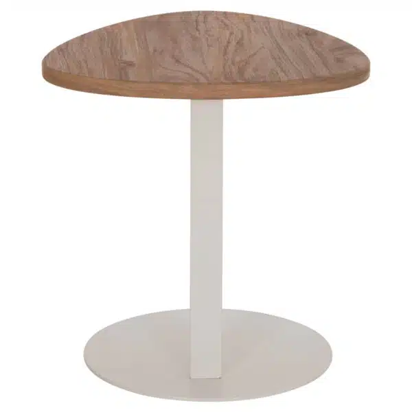 Alper Οβάλ Βοηθητικό Τραπέζι MDF Sonoma & Λευκό Μέταλλο 50x50x51cm - Image 4