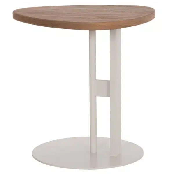 Alper Οβάλ Βοηθητικό Τραπέζι MDF Sonoma & Λευκό Μέταλλο 50x50x51cm - Image 5