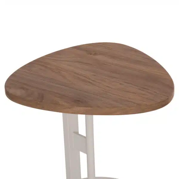 Alper Οβάλ Βοηθητικό Τραπέζι MDF Sonoma & Λευκό Μέταλλο 50x50x51cm - Image 7