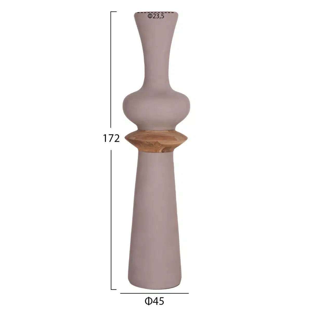 ΔΙΑΚΟΣΜΗΤΙΚΟ ΒΑΖΟ ΔΑΠΕΔΟΥ NEBULA HM4660.05L FIBER CEMENT TAUPE--ΞΥΛΟ ΤΕΑΚ Φ45x172Υεκ - Image 2