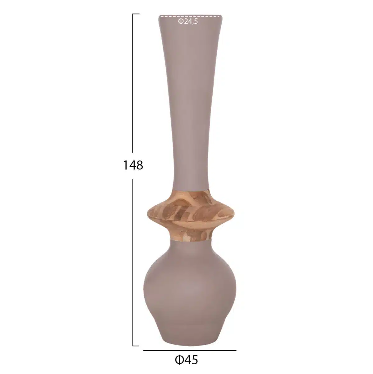 ΔΙΑΚΟΣΜΗΤΙΚΟ ΒΑΖΟ ΔΑΠΕΔΟΥ NEBULA HM4660.05M FIBER CEMENT TAUPE--ΞΥΛΟ ΤΕΑΚ Φ45x148Υεκ - Image 2